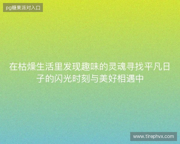 在枯燥生活里发现趣味的灵魂寻找平凡日子的闪光时刻与美好相遇中 在枯燥生活里发现趣味的灵魂寻找平凡日子的闪光时刻与美好相遇中